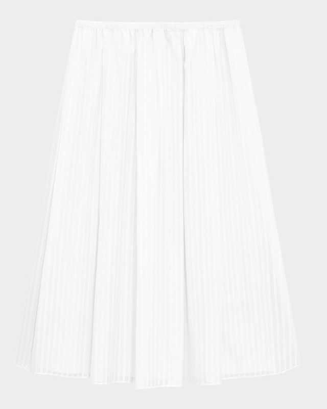 Stripe Pleated Midi Skirt